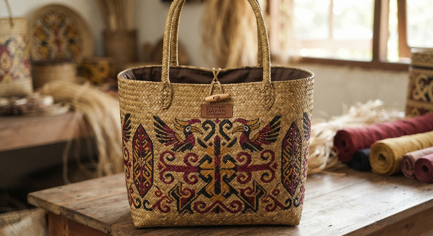 Tas Anyaman Purun Motif Dayak