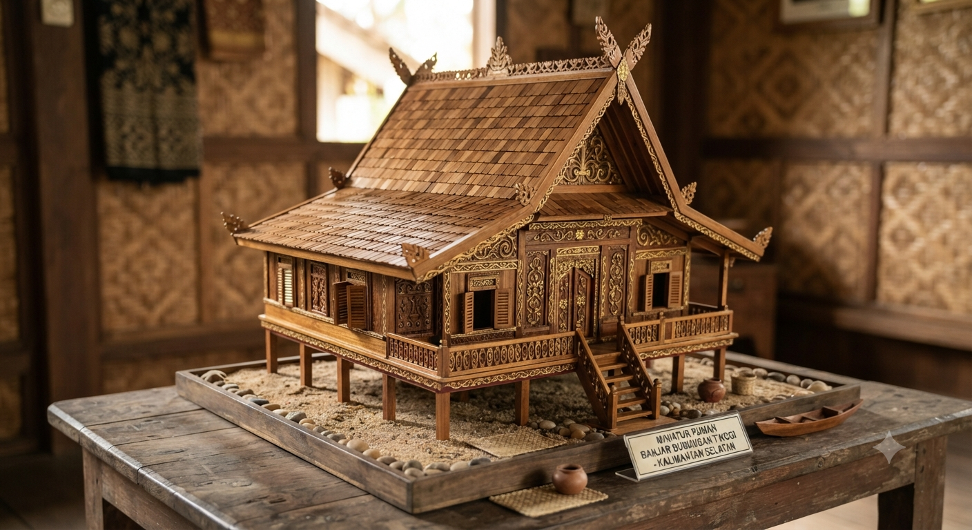 Miniatur Rumah Banjar Bubungan Tinggi