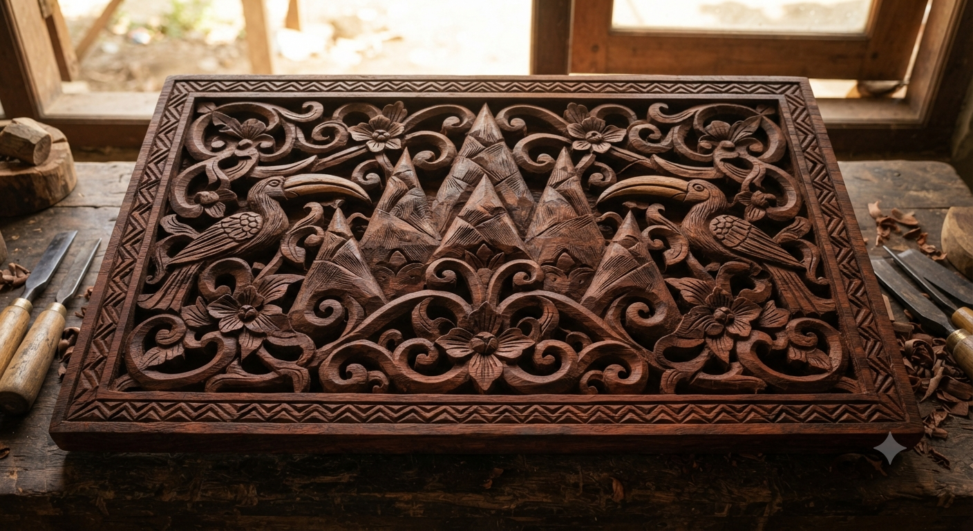 Ukiran Kayu Ulin Motif Pucuk Rebung